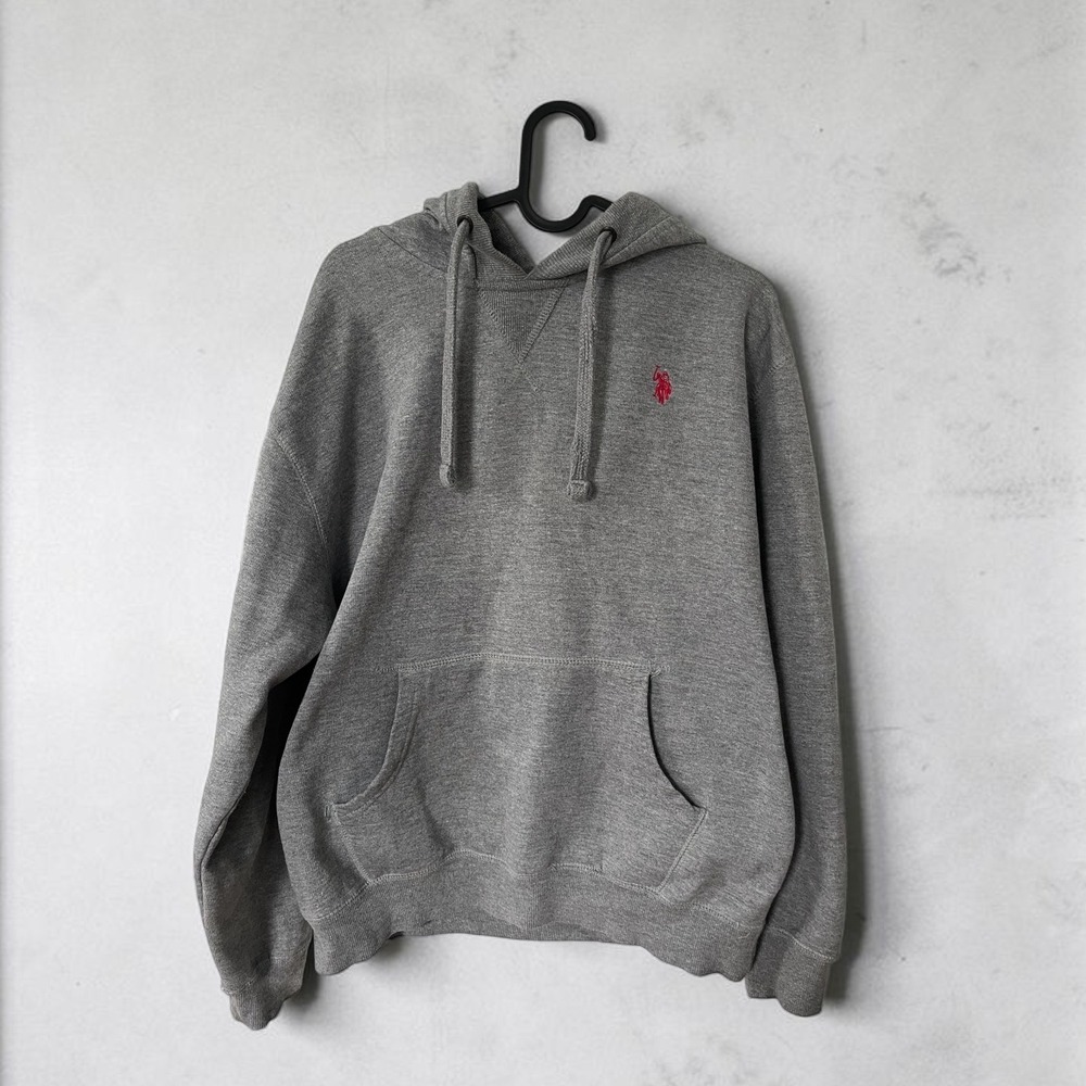US Polo Assn Mens Gray Fleece Pullover Hoodie Sweatshirt Small 11303492